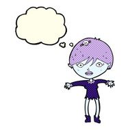 cartoon vampire girl with thought bubble N101