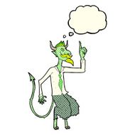 cartoon demon boss in shirt and tie with thought bubble N3