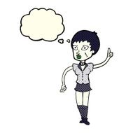 cartoon halloween girl with thought bubble N10