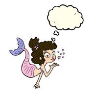 cartoon pretty mermaid with thought bubble N17