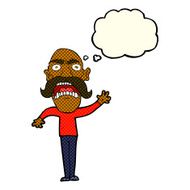 cartoon angry old man with thought bubble N63