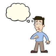 cartoon shocked man with thought bubble N49