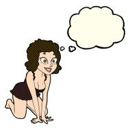 cartoon funny sexy woman with thought bubble N5