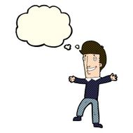 cartoon happy man with thought bubble N204