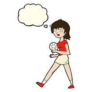 cartoon soccer girl with thought bubble N5