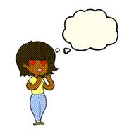cartoon woman in love with thought bubble N5