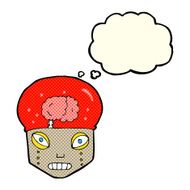 cartoon spooky robot head with thought bubble N5