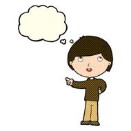 cartoon boy pointing with thought bubble N14