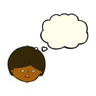cartoon unhappy boy with thought bubble N26