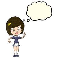 cartoon pretty maid with thought bubble N5