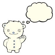 cartoon waving polar bear with thought bubble N27