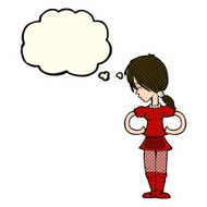 cartoon waitress with thought bubble N14