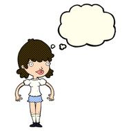 cartoon happy woman with thought bubble N116