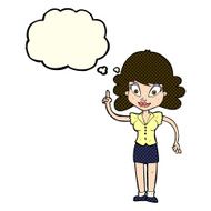 cartoon happy woman with idea thought bubble N5