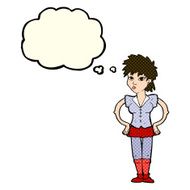 cartoon woman with hands on hips thought bubble N98