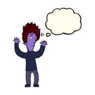 cartoon vampire giving up with thought bubble N5