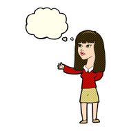 cartoon woman gesturing to show something with thought bubble N10