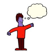 cartoon happy vampire with thought bubble N20