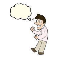 cartoon excited man with thought bubble N31