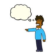 cartoon man accusing with thought bubble N10