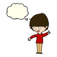 cartoon boy with question thought bubble N9