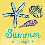 Poster wth hand drawn seashells