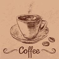 Template with hand drawn coffee cup