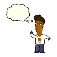 cartoon bored man asking question with thought bubble N5