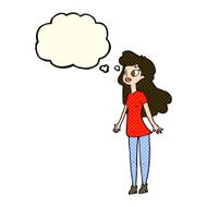cartoon pretty girl with thought bubble N48