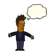 cartoon happy man with open arms thought bubble N5