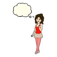 cartoon attractive office woman with thought bubble N5