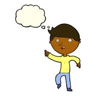 cartoon happy pointing with thought bubble N5