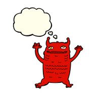 cartoon little monster with thought bubble N13