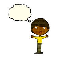 cartoon happy boy with thought bubble N103