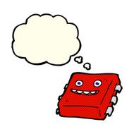 cartoon computer chip with thought bubble N3