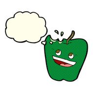 happy apple cartoon with thought bubble N3