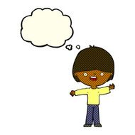 cartoon happy boy with thought bubble N104