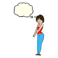 cartoon content woman with thought bubble N5