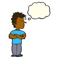 cartoon man refusing to listen with thought bubble N5