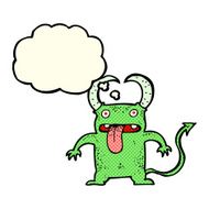 cartoon little devil with thought bubble N9