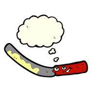 cartoon butter knife with thought bubble N3