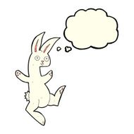funny cartoon white rabbit with thought bubble N3