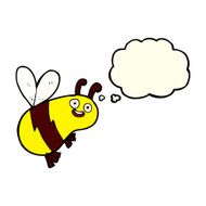 funny cartoon bee with thought bubble N9