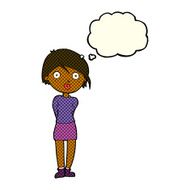 cartoon surprised girl with thought bubble N9