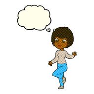 cartoon woman waving with thought bubble N155
