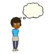 cartoon pretty woman with thought bubble N125