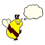 funny cartoon bee with thought bubble N10