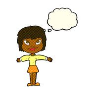 cartoon woman with open amrs thought bubble N5