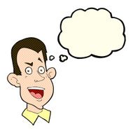 cartoon male face with thought bubble N10