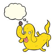 cartoon dog sticking out tongue with thought bubble N10